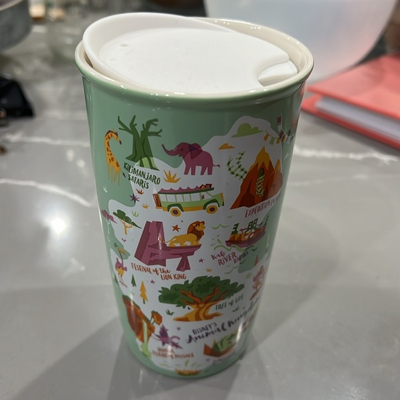 Animal Kingdom Map Disney Starbuck Sipping Cup Green - Picture 2 of 6